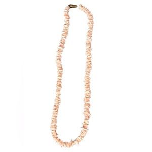 Beautiful coral/salmon/peach colored shell chip necklace, like new